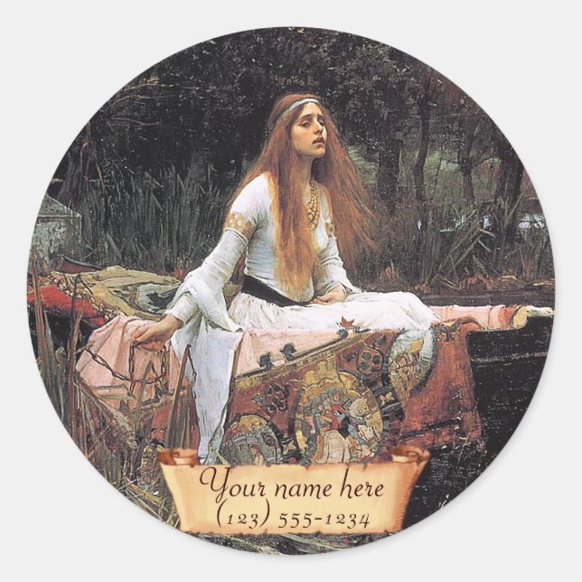 "The Lady of Shalott" Pre-Raphaelite Bookplate Classic Round Sticker (Front)