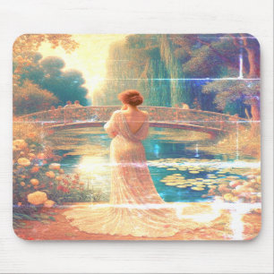 The Lady Standing Beside the Lake on a Mousepad