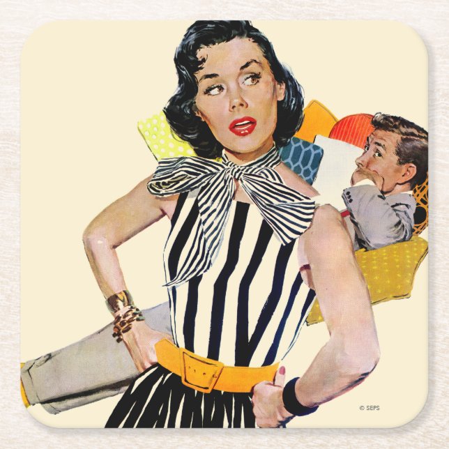 The Lady Was Insulted Square Paper Coaster (Front)