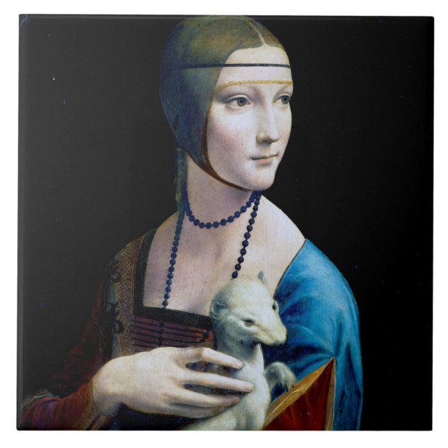 The Lady with an Ermine, Leonardo da Vinci Ceramic Tile (Front)