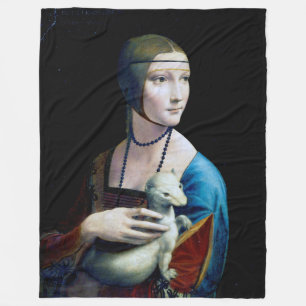 The Lady with an Ermine, Leonardo da Vinci Fleece Blanket
