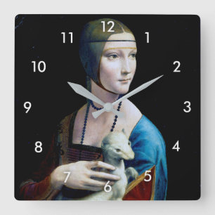 The Lady with an Ermine, Leonardo da Vinci Square Wall Clock
