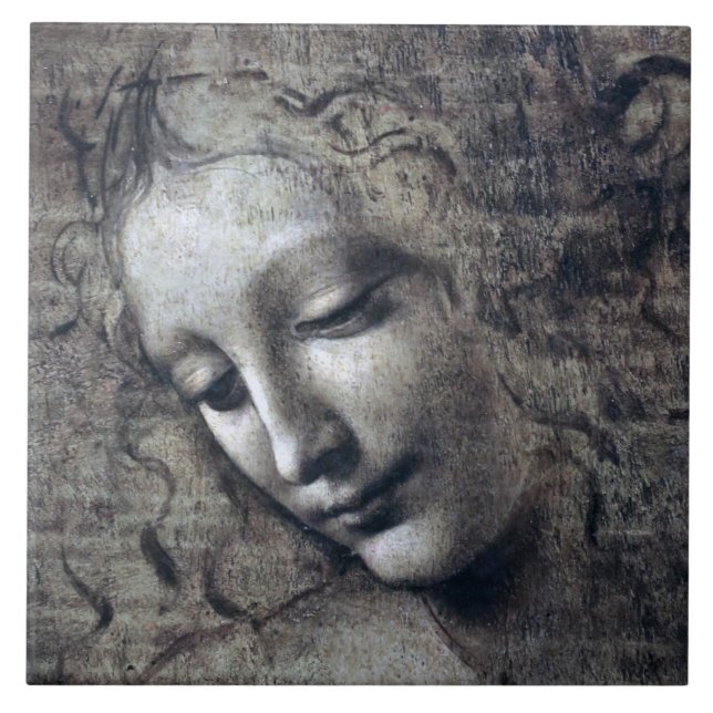 The Lady with Dishevelled Hair, Leonardo da Vinci Ceramic Tile (Front)