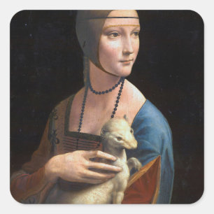 The lady with the weasel by Leonardo da Vinci rena Square Sticker