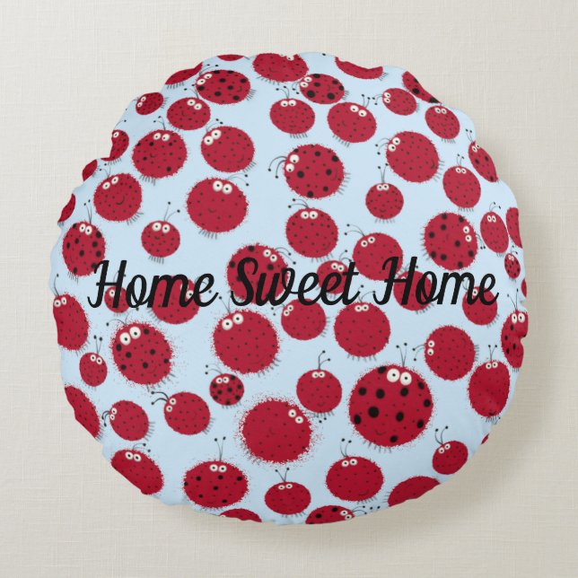 The Ladybug Shindig Round Cushion (Front)