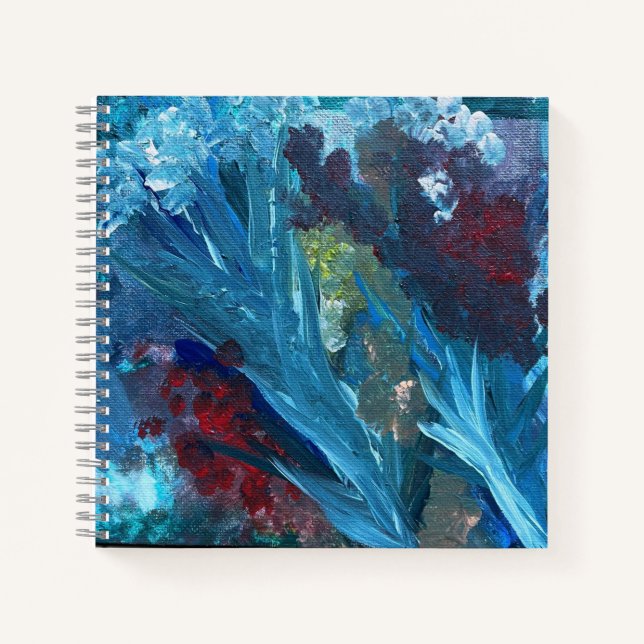 The Lake and the Weeds acrylic painting 8.5"x8.5" Notebook (Front)