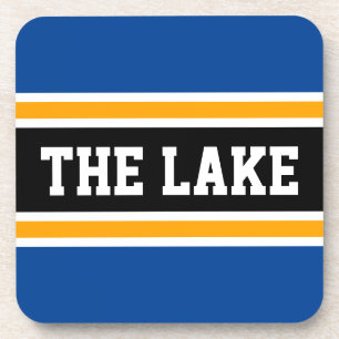 THE LAKE Athletic Navy White Yellow Black Stripes Coaster