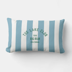 The Lake Club Green Crest Blue Nautical Stripe Lumbar Cushion