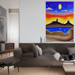 The lake in the desert AI Art Poster