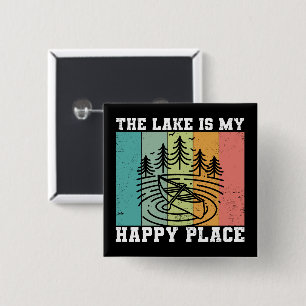 The lake is my Happy Place Distressed Vintage Lake 15 Cm Square Badge