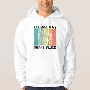 The lake is my Happy Place Distressed Vintage Lake Hoodie