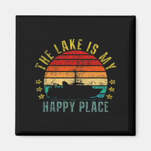 The Lake Is My Happy Place Funny Retro Magnet