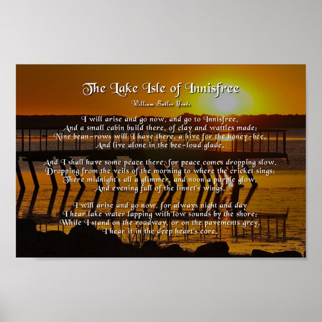 The Lake Isle of Innisfree, Yeats Poster (Front)