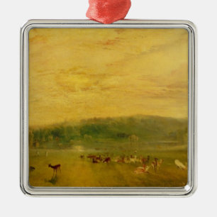 The Lake, Petworth: Sunset, Fighting Bucks Metal Ornament