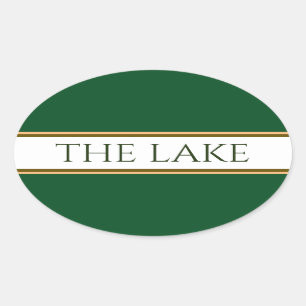 THE LAKE Retro Camp Green White Racing Stripes Oval Sticker