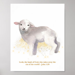 The Lamb Of God Illustration Baby Kids' Nursery Po Poster