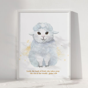 The Lamb Of God Illustration Baby Kids' Nursery Poster