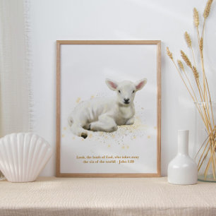 The Lamb Of God Illustration Baby Kids' Nursery Poster