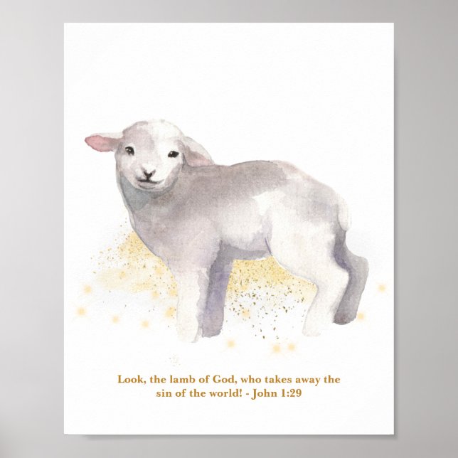 The Lamb Of God Illustration Baby Kids' Nursery Poster (Front)