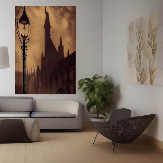 The lamppost in the city | AI Art  Poster (Creator Uploaded)