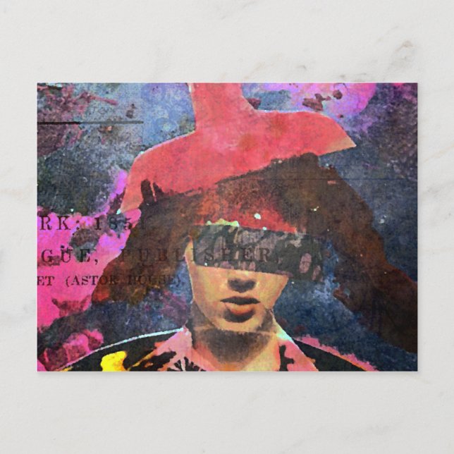 The Lampshade Hat Lady Postcard (Front)