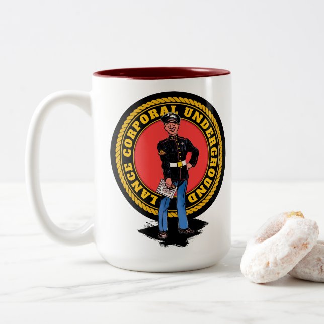 The "Lance Corporal Underground" Two-Tone Coffee Mug (With Donut)