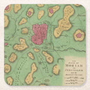 The Land Of Moriah Or Jerusalem Square Paper Coaster