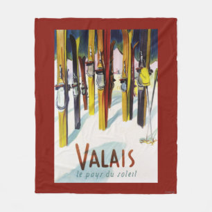 The Land of Sunshine - Skis Standing in Snow Fleece Blanket
