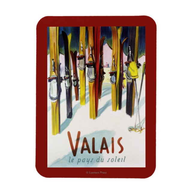 The Land of Sunshine - Skis Standing in Snow Magnet (Vertical)