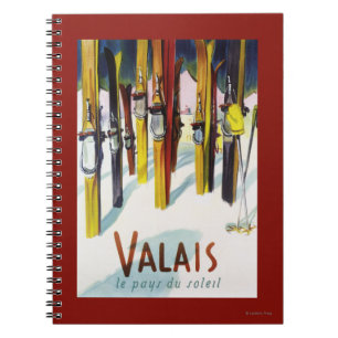 The Land of Sunshine - Skis Standing in Snow Notebook
