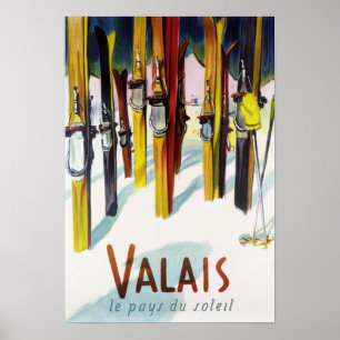 The Land of Sunshine - Skis Standing in Snow Poster
