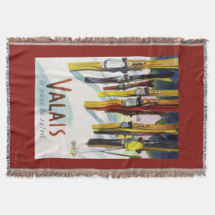 The Land of Sunshine - Skis Standing in Snow Throw Blanket