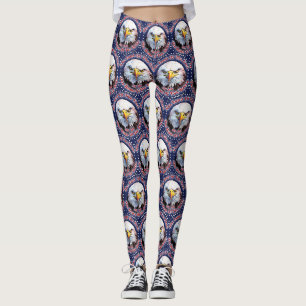 The Land Of The Free Home Brown Eagle Blue Leggings