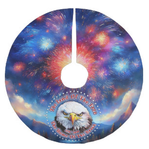 The Land Of The Free Home Brown Eagle Fireworks M Brushed Polyester Tree Skirt