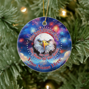 The Land Of The Free Home Brown Eagle Fireworks M Ceramic Ornament