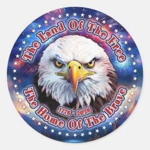 The Land Of The Free Home Brown Eagle Fireworks M Classic Round Sticker