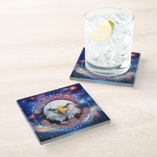 The Land Of The Free Home Brown Eagle Fireworks M Glass Coaster