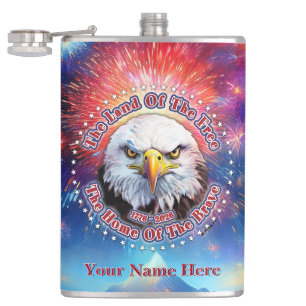 The Land Of The Free Home Brown Eagle Fireworks M Hip Flask