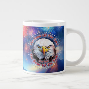 The Land Of The Free Home Brown Eagle Fireworks M Large Coffee Mug