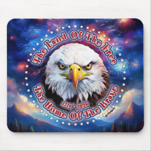 The Land Of The Free Home Brown Eagle Fireworks M Mouse Pad