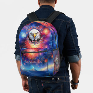 The Land Of The Free Home Brown Eagle Fireworks M Printed Backpack