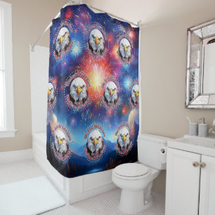 The Land Of The Free Home Brown Eagle Fireworks M Shower Curtain