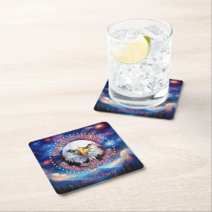 The Land Of The Free Home Brown Eagle Fireworks M Square Paper Coaster