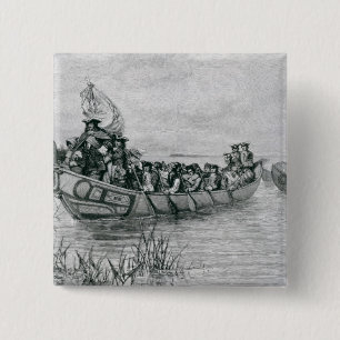 The Landing of Cadillac 15 Cm Square Badge