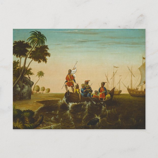 The Landing of Columbus, c.1837 (oil on canvas) Postcard (Front)
