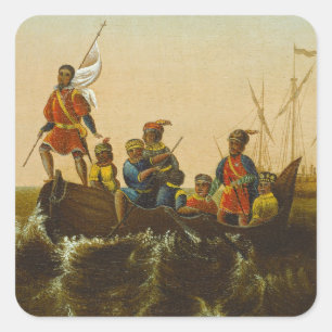 The Landing of Columbus, c.1837 (oil on canvas) Square Sticker