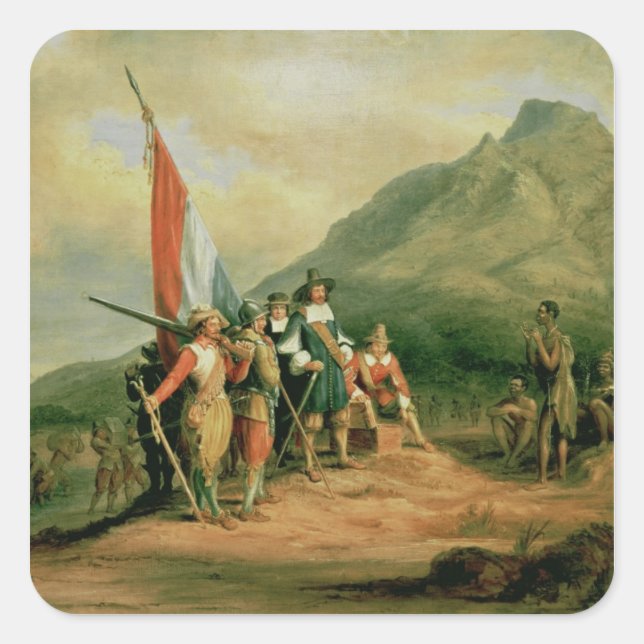The Landing of Jan van Riebeeck Square Sticker (Front)