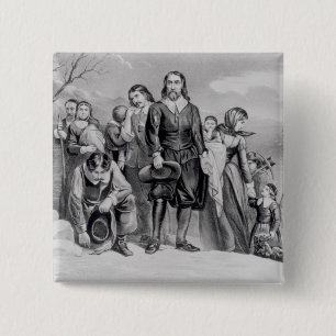 The Landing of the Pilgrims 15 Cm Square Badge