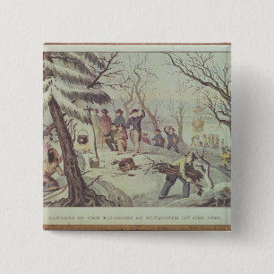The Landing of the Pilgrims at Plymouth 15 Cm Square Badge