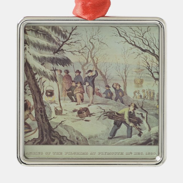 The Landing of the Pilgrims at Plymouth Metal Ornament (Front)
